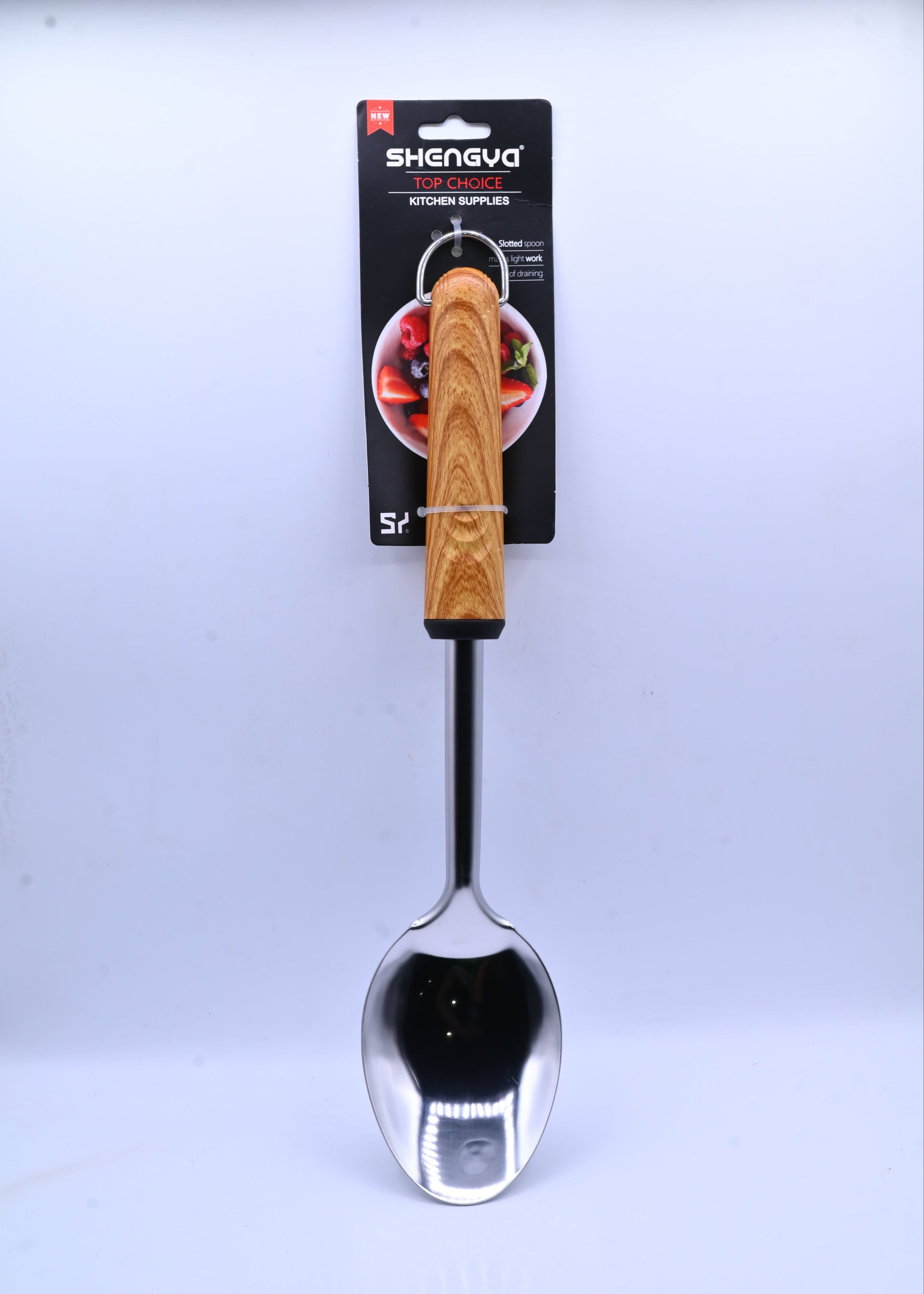 Shengya Stainless Steel Cooking Dish Spoon with Wood Handle K0948T