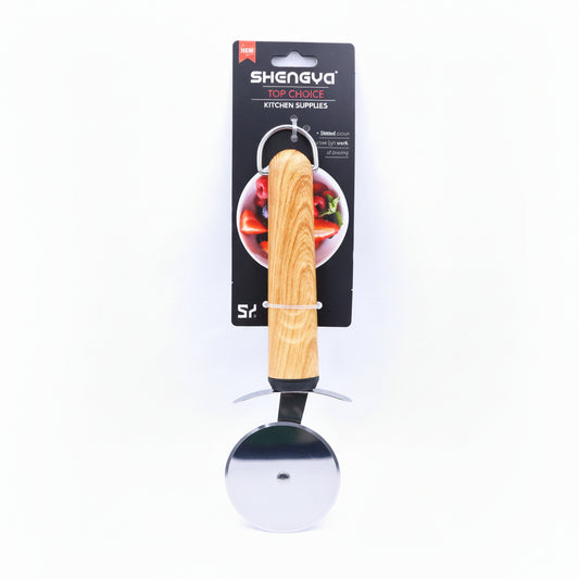 Shengya Stainless Steel Pizza Cutter with Wood Handle 9cm K0928T