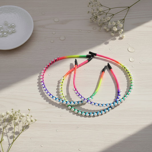 White Pearl Hair Band Pack of 3
