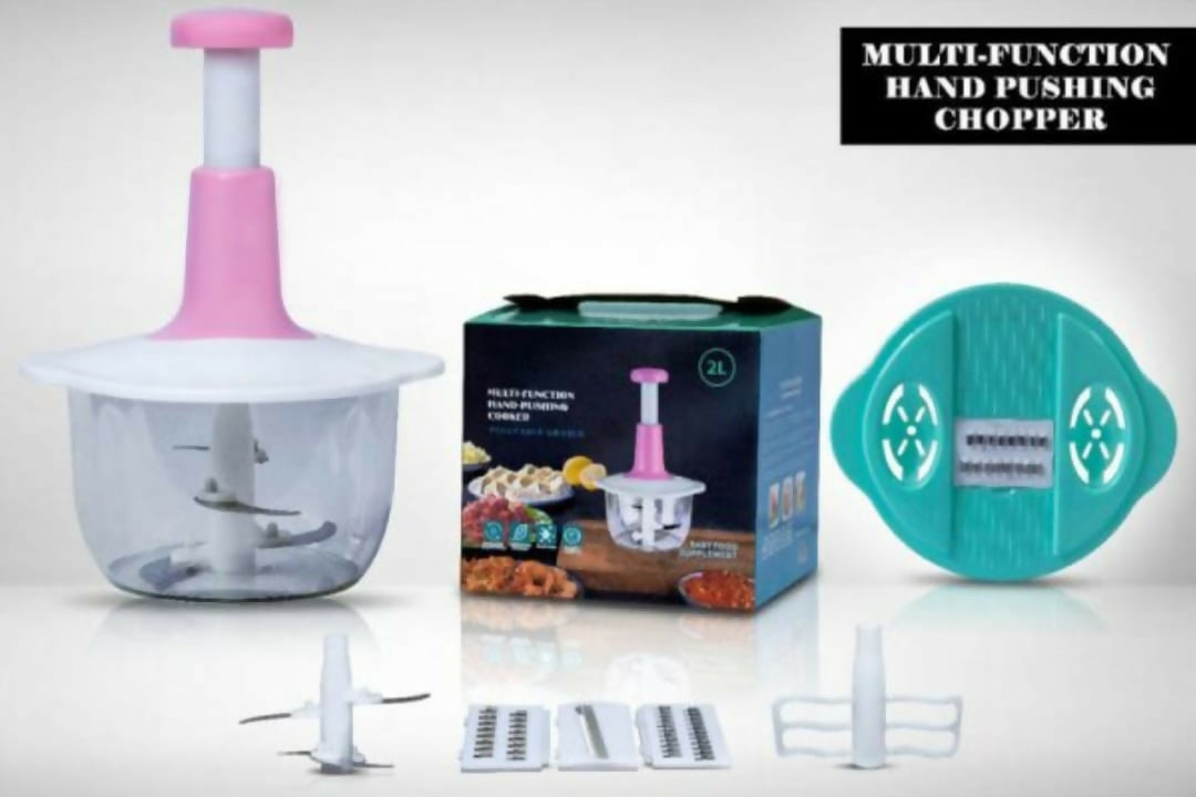 Multifunctional Manual Pushing Chopper with Beater and Grater Shredder Slicer Plate High