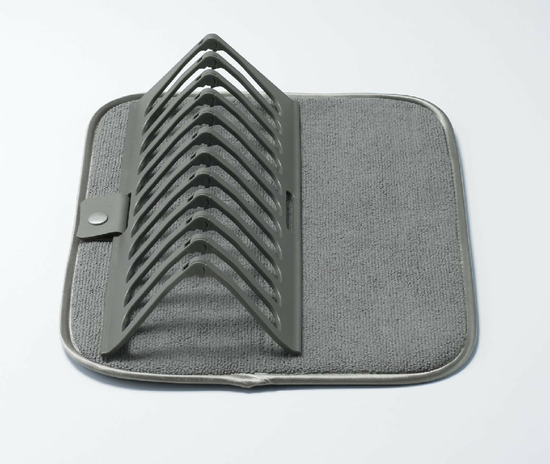 New Dish Drying Rack With Absorbent Microfiber Mat