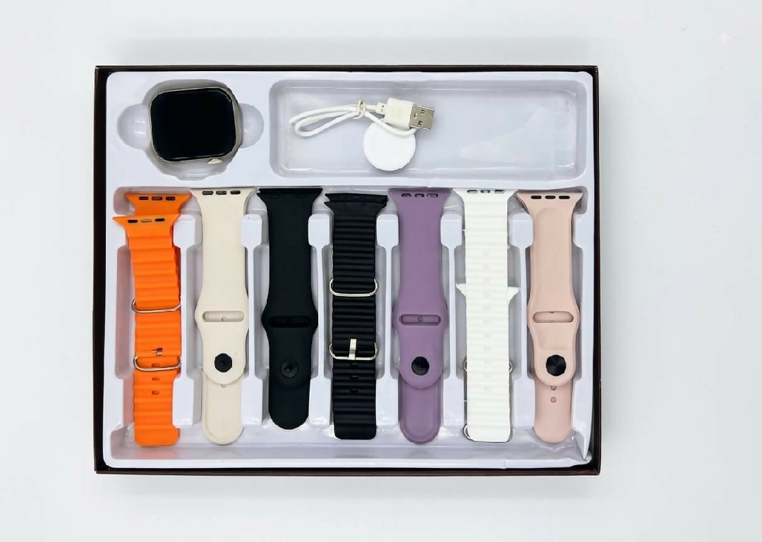 Smart Watch Series Dial Combo Kit 7 Interchangeable Straps Bluetooth Calling And Wireless Charging