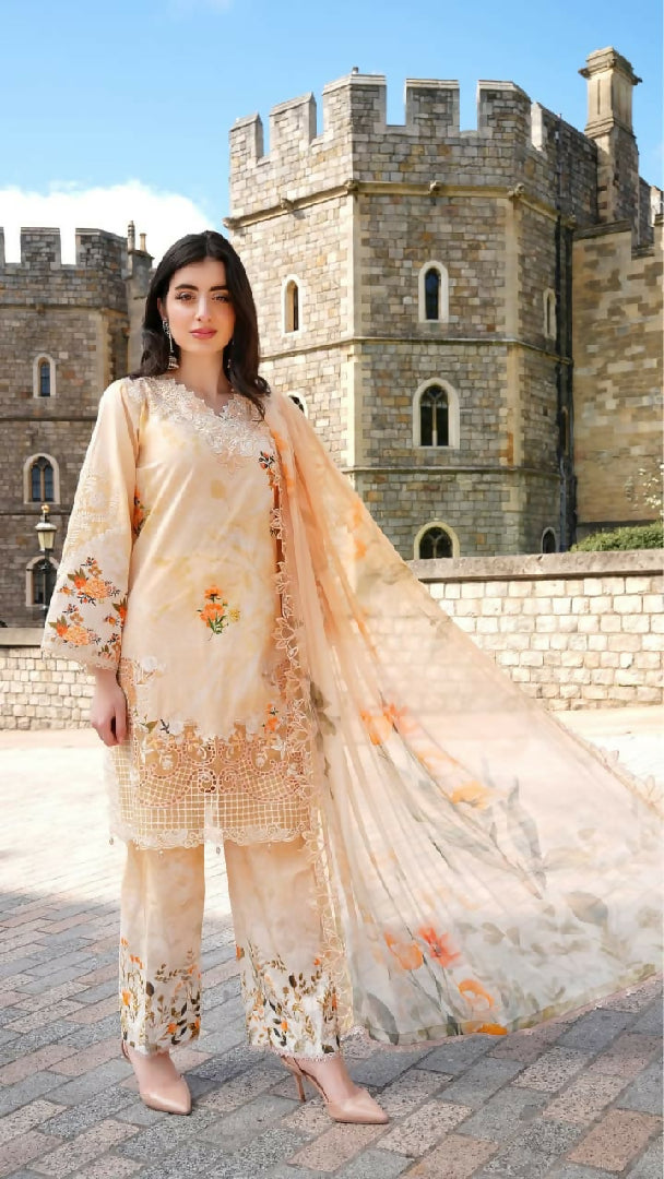 Printkari 3 Piece Unstitched Embroidered