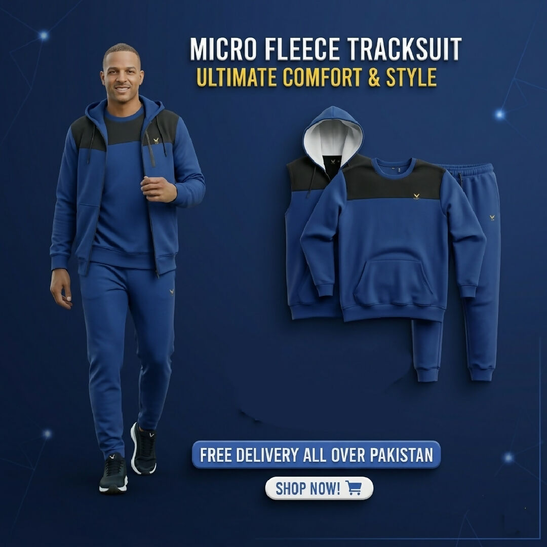 Men 3 Piece Micro Fleece Tracksuit with Half Sleeve Hooded Jacket