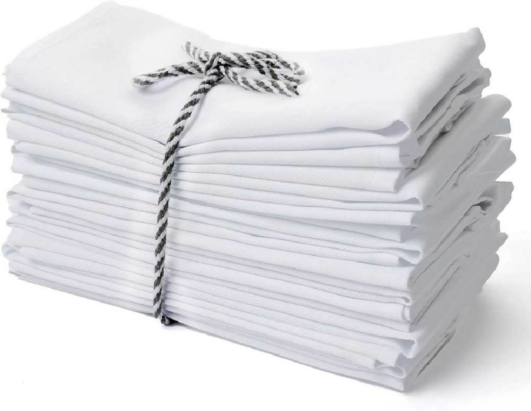Cloth Dinner Table Napkin White Soft Absorbent Lightweight 100 percent Cotton