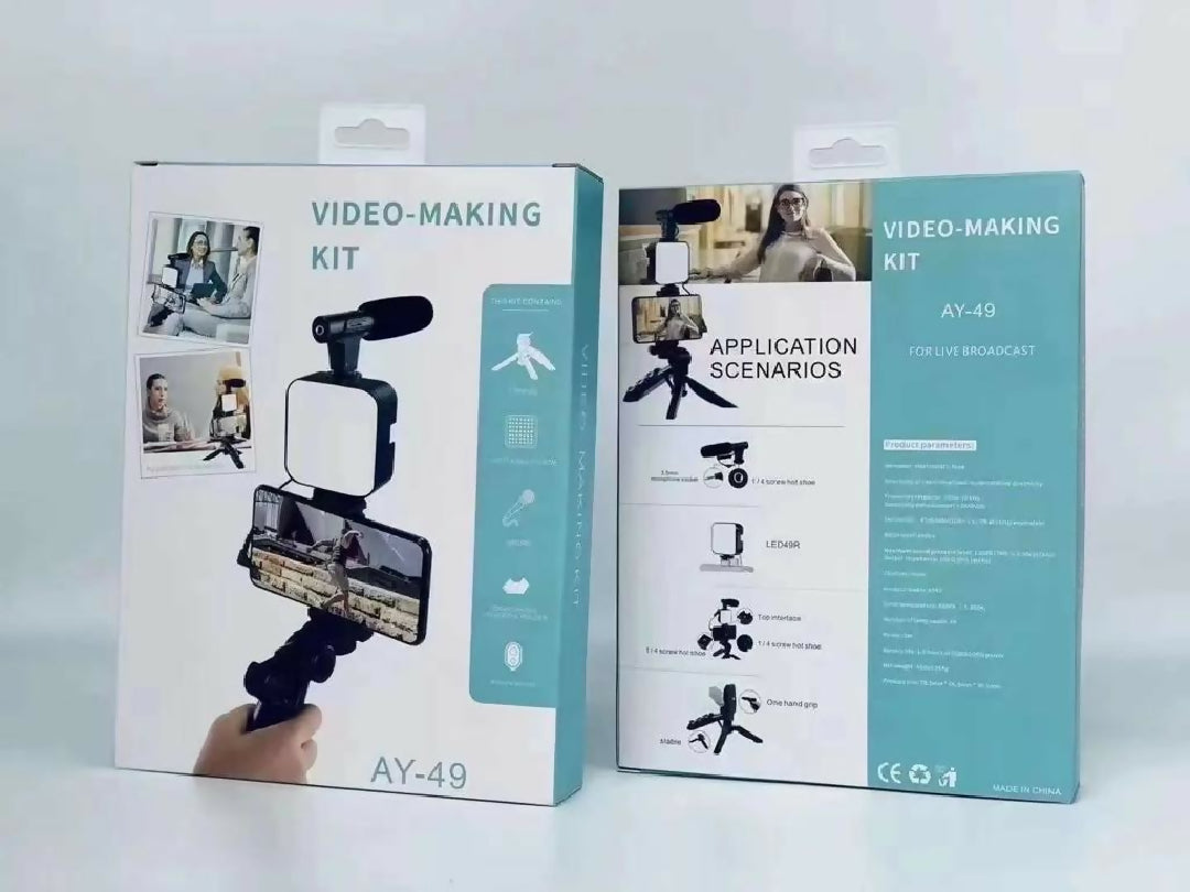Ay-49 Vlogger Video Making Kits Vlog Microphone Led Fill Light Mini Tripod Mobile Holder with remote Good quality