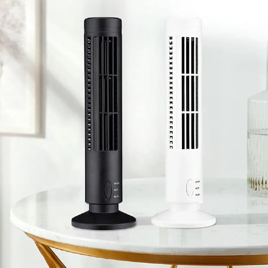 USB Portable Air Conditioner Mini Vertical Bladeless Fan Summer Air Cooler for Tower Fan Home Travel Cooling Fan 3 Speed Desktop Air Conditioner Fan