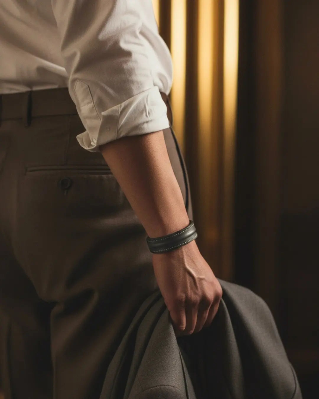 The Grit - Taupe Gray - Kara Style Leather Bracelet / Leather Cuff