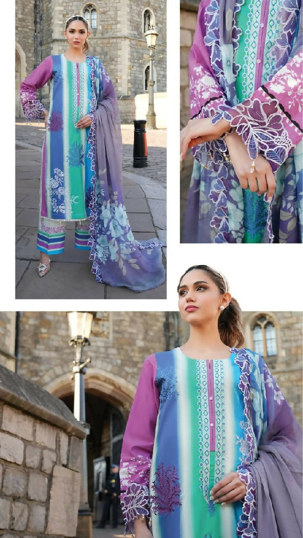 Printkari 3 Piece Unstitched Embroidered