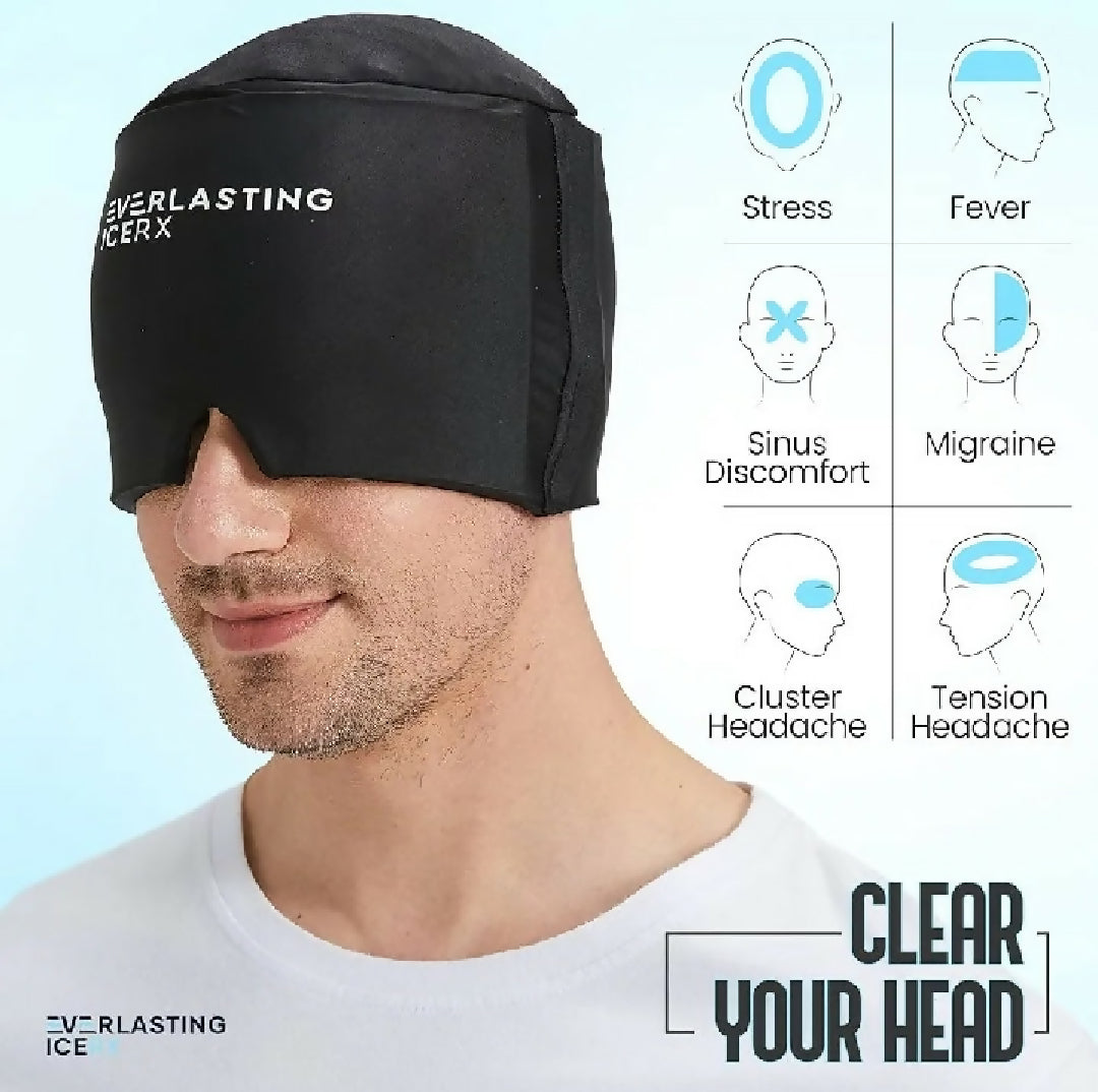 Headache Migraine Relief Cooling Cap Hot and Cold Therapy Ice Head Wrap