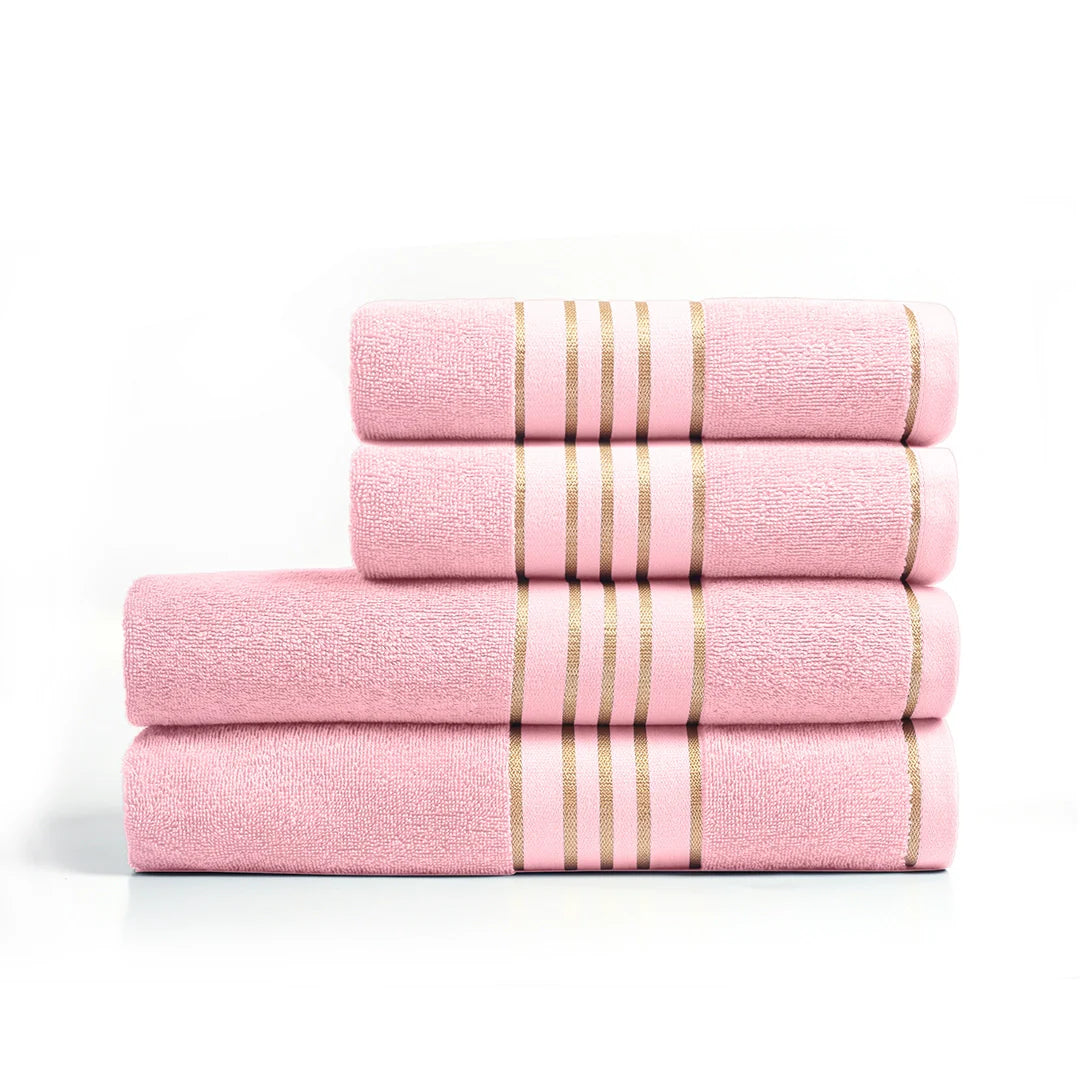 Combed Cotton Pink Towel Set