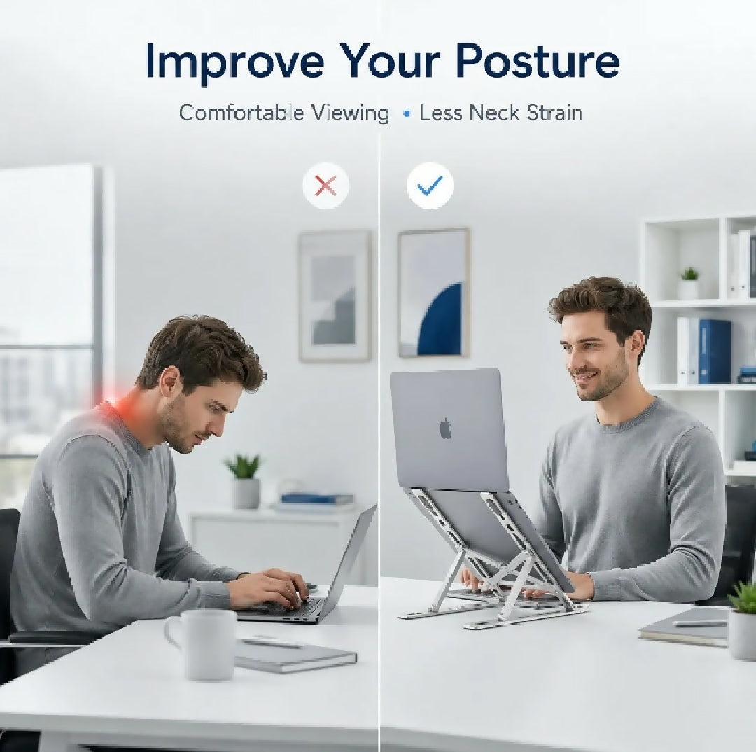 Premium Foldable Aluminum Laptop Stand Adjustable Metal Notebook Stand