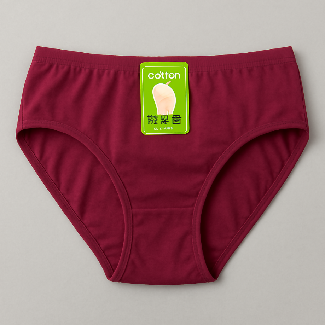 Jersey Plain Panty for Women - Soft Lightweight Comfortable Everyday Underwear - Breathable Jersey Fabric in Maroon - Large