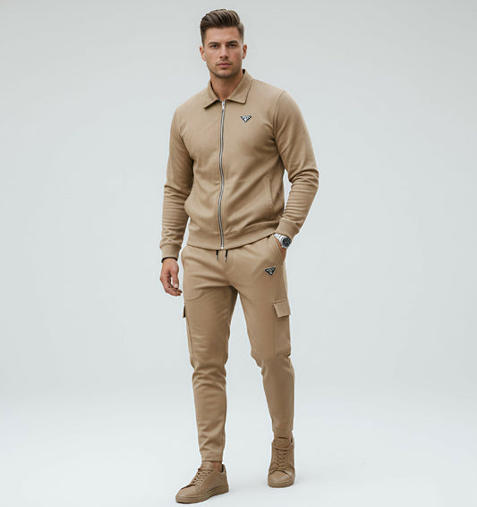 Mens Premium Suede Scuba 4 Pocket Cargo Tracksuit 320 GSM