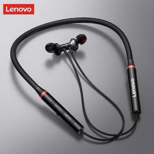 Lenovo Premium Bluetooth Neckband Model 05 Super Bass Wireless Earphones with Clear Voice Fast Charging Black