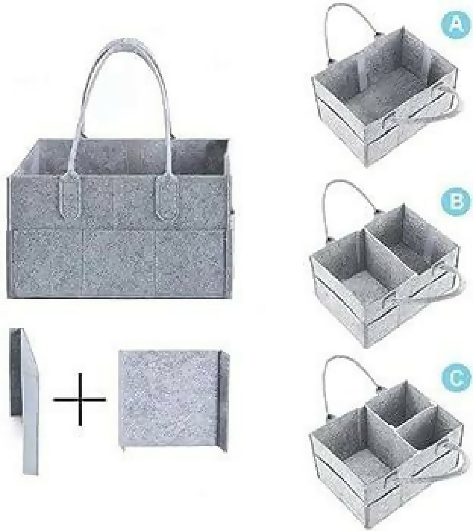 Foldable Baby Diaper Caddy Organizer - Portable Storage Basket - Essential Bag for Nursery - Changing Table and Car - Waterproof Liner Is Great for Storing Diapers - Bottles
