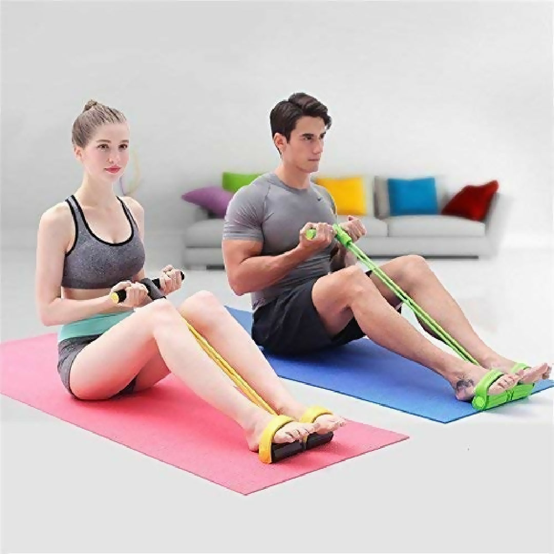 Foot Pedal Resistance Band Elastic Sit-Up Pull Rope Yoga Fitness Gym - Elastic Pull Ropes Tummy Trimmer - Random Color