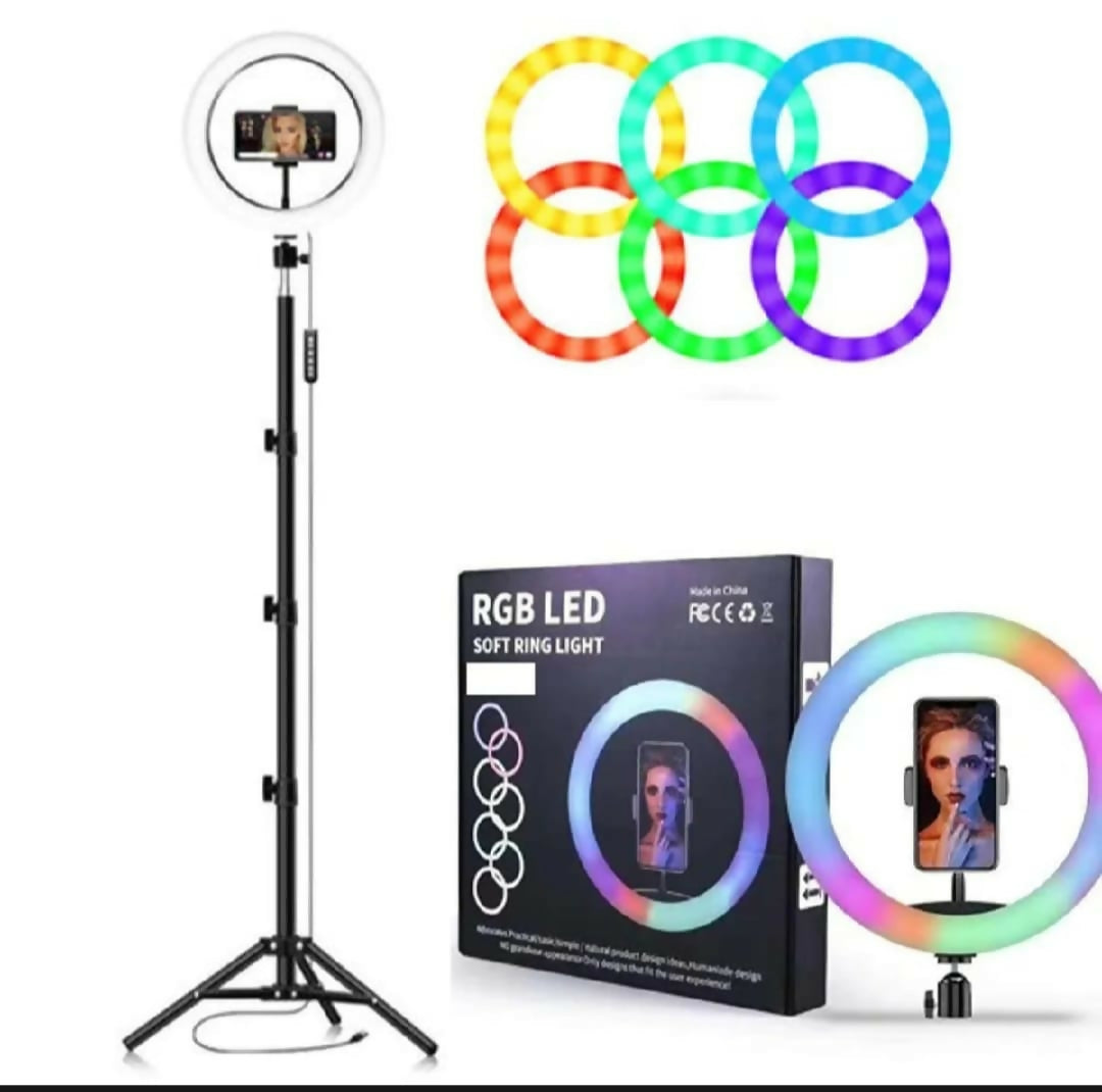 26Cm MJ26 102 RGB Led Soft Ring Light Soft Ring Light with Lighting and Smart Phone Holder