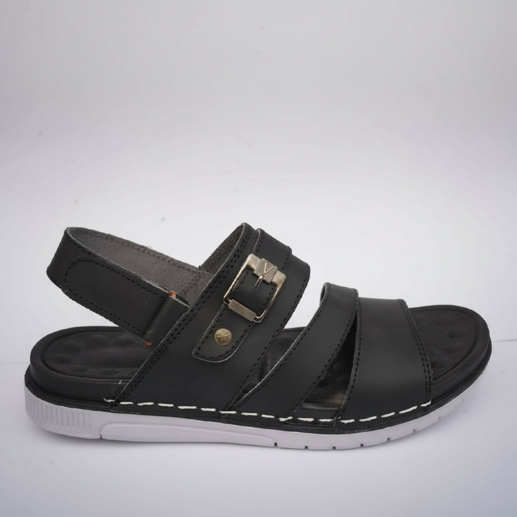 Leather sandals for men colour black