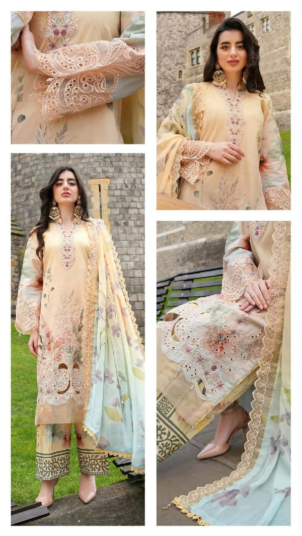 Printkari 3 Piece Unstitched Embroidered