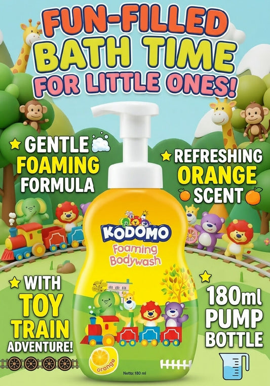 Kodomo Kids Foaming Body Wash Orange Scent 180ml Gentle Bath Wash for Children
