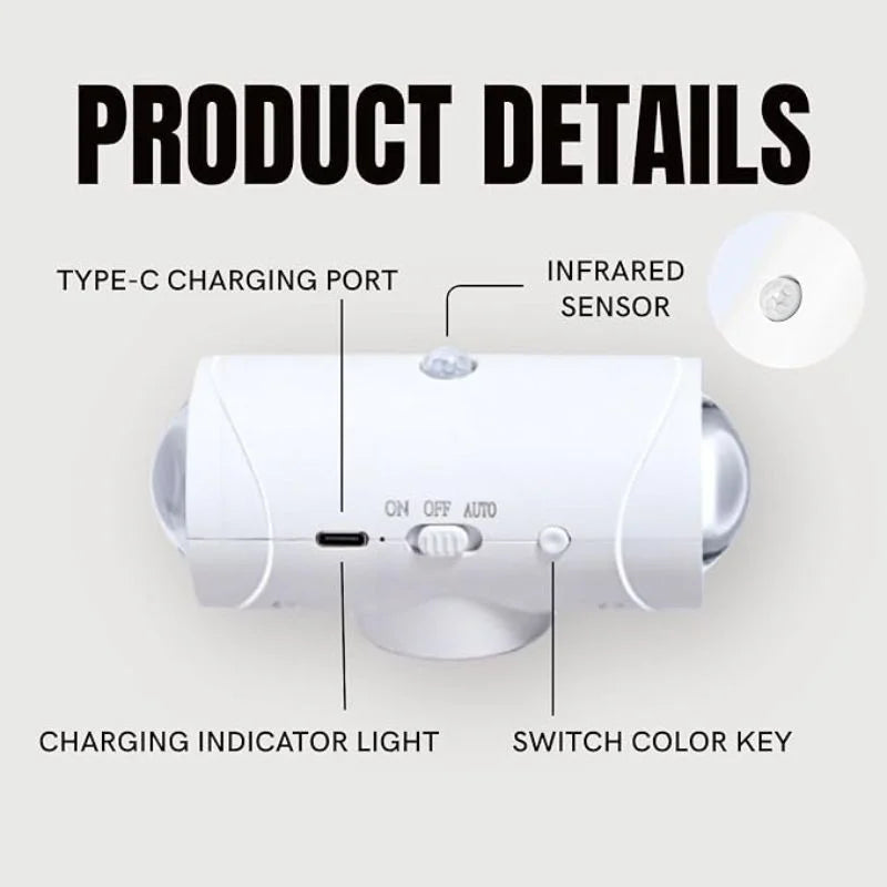 LED Night Light with Motion Sensor | Rechargeable Wireless Wall Lamp | Dimmable Smart Night Light | Magnetic Indoor & Outdoor Wall Light