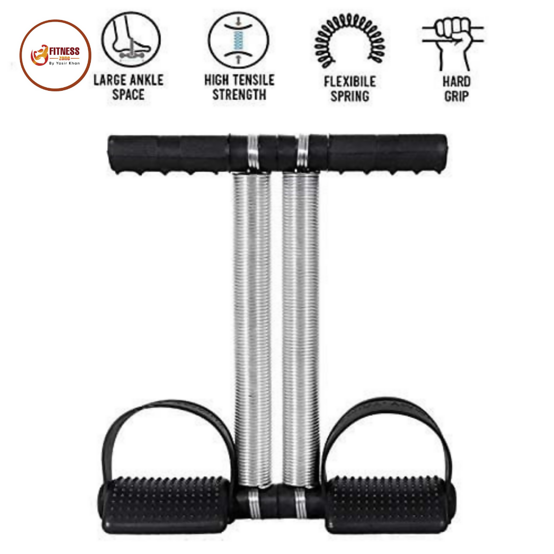 Foot Pedal Resistance Band Elastic Sit-up Pull Rope Yoga Fitness Gym - Elastic Pull Ropes Tummy Trimmer - Spring Tummy Trimmer - Random Color - Double Spring
