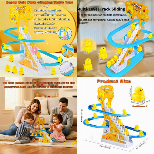 Small Ducks Climbing Toys Electric Ducks Chasing Race Track Game Set Playful Roller Coaster Toys with 3 Duck