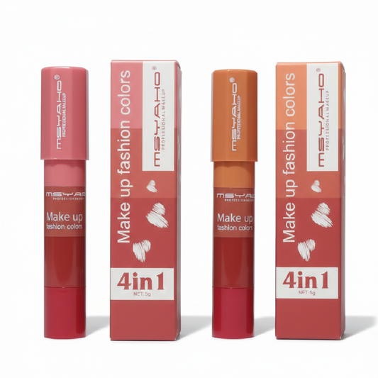 4-in-1 Multicolor Lipstick and Eyeshadow Stick - Creamy Pink Makeup Stick