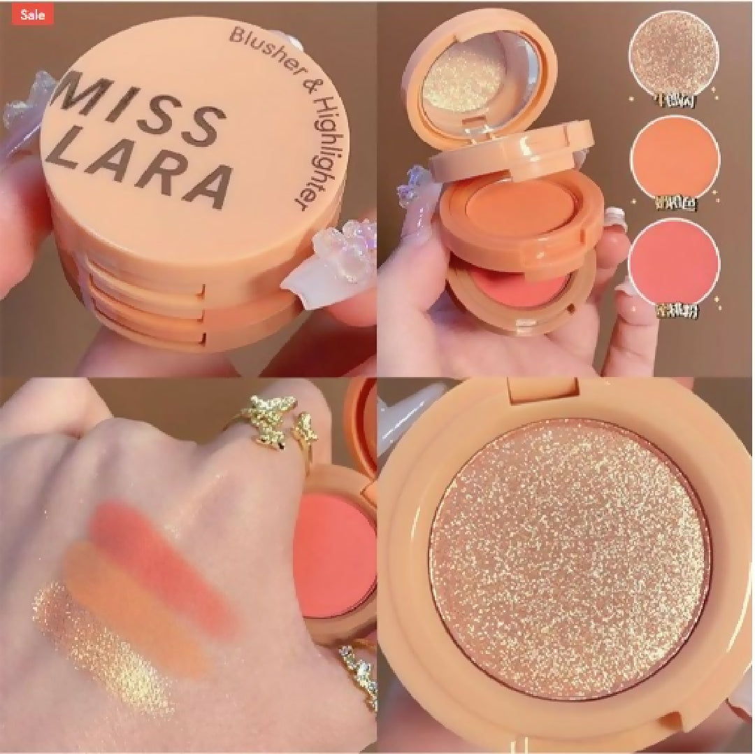 Miss Lara 3 in 1 Matte Highlighter Blush Palette