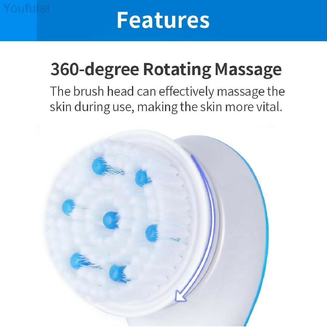 Electric Shower Brush 5-in-1 Spin Spa Cell Operated Full Body Cleansing Exfoliating Brush