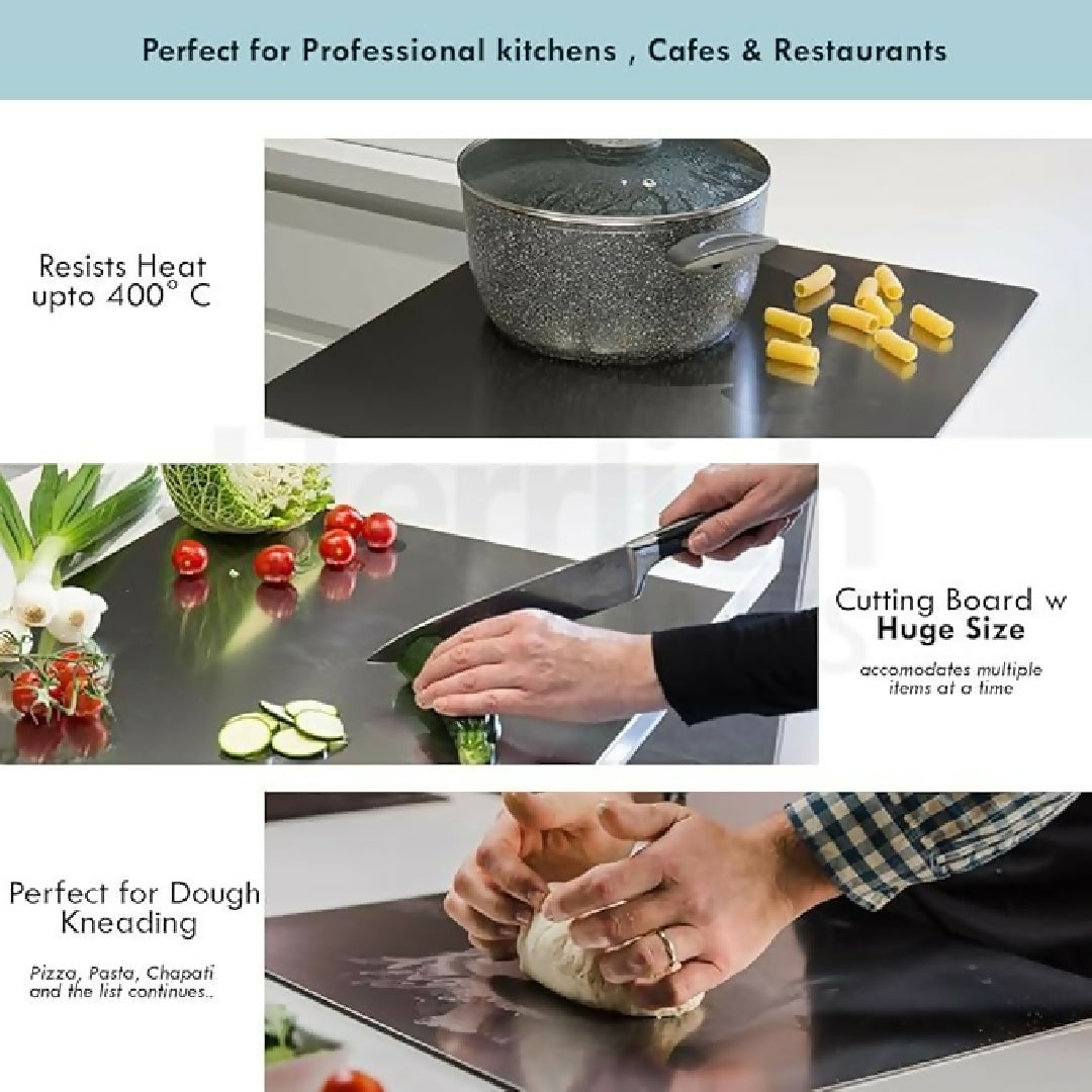 Marble Cutting Board Slab with Pure Stainless Steel Fitting