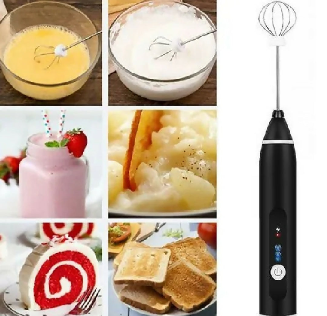 2 in 1 Rechargeable Electric Coffee and Egg Beater USB Coffee Foam Maker and Handheld Whis