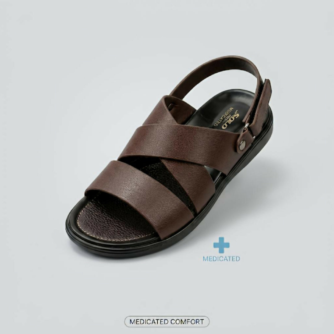 Premium Men Medicated Sandals Chocolate Brown Comfortable Orthopedic Footwear