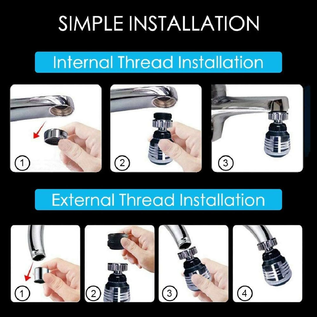 Pack of 2 Multifunctional 360 Water Faucet Kitchen Sink Faucet Sprayer Water Saving Aerator 360 Rotatable