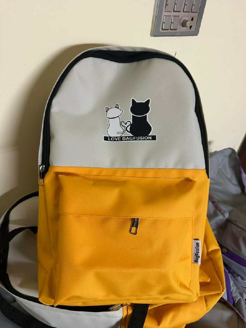 Cute Cat Print 5-in-1 School Bag Set for Girls - Backpack - Handbag - Crossbody Pouch - Pencil Case - Lunch Bag