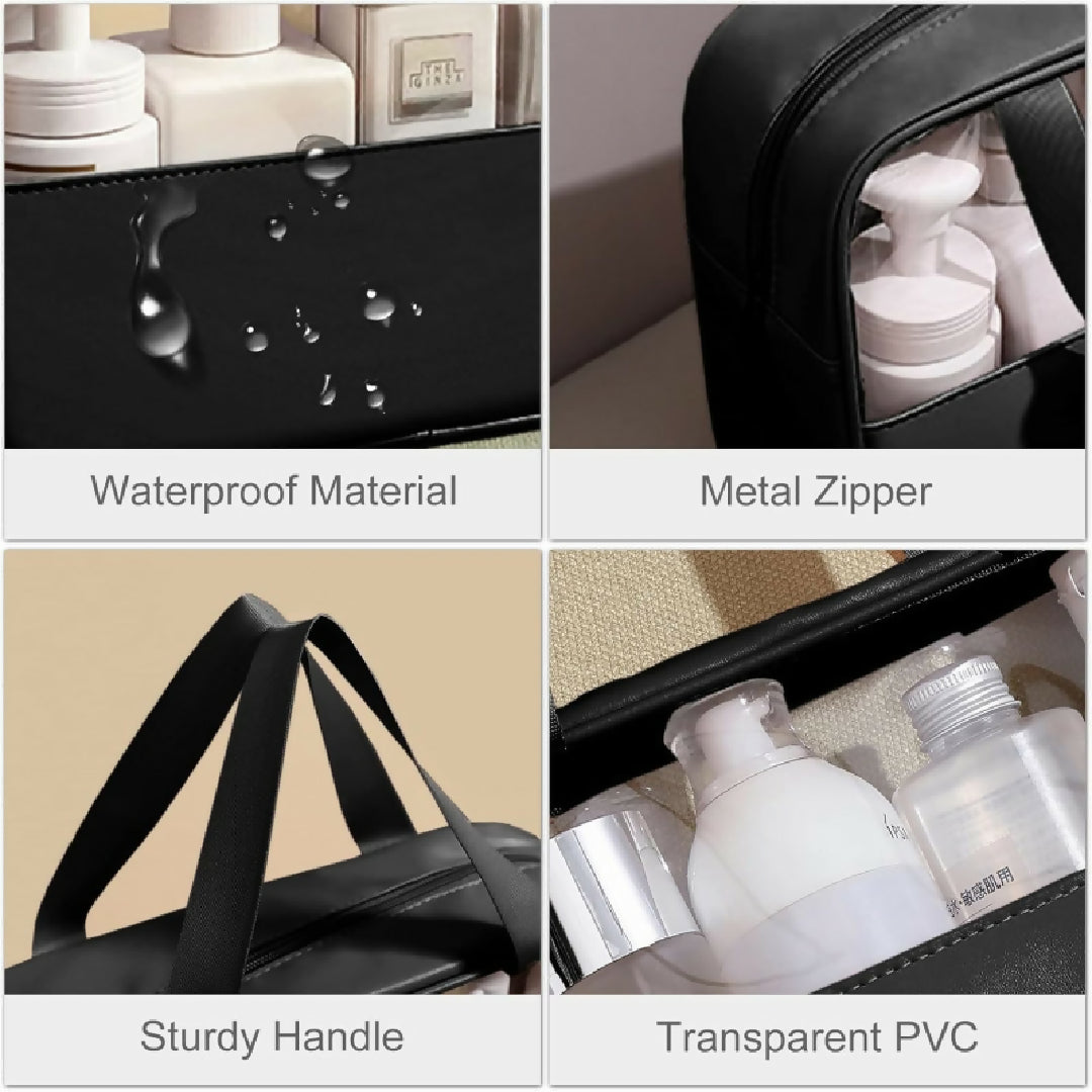 3Pcs Cosmetics Bag Hanging Waterproof For Traveling Transparent Travel Organizer