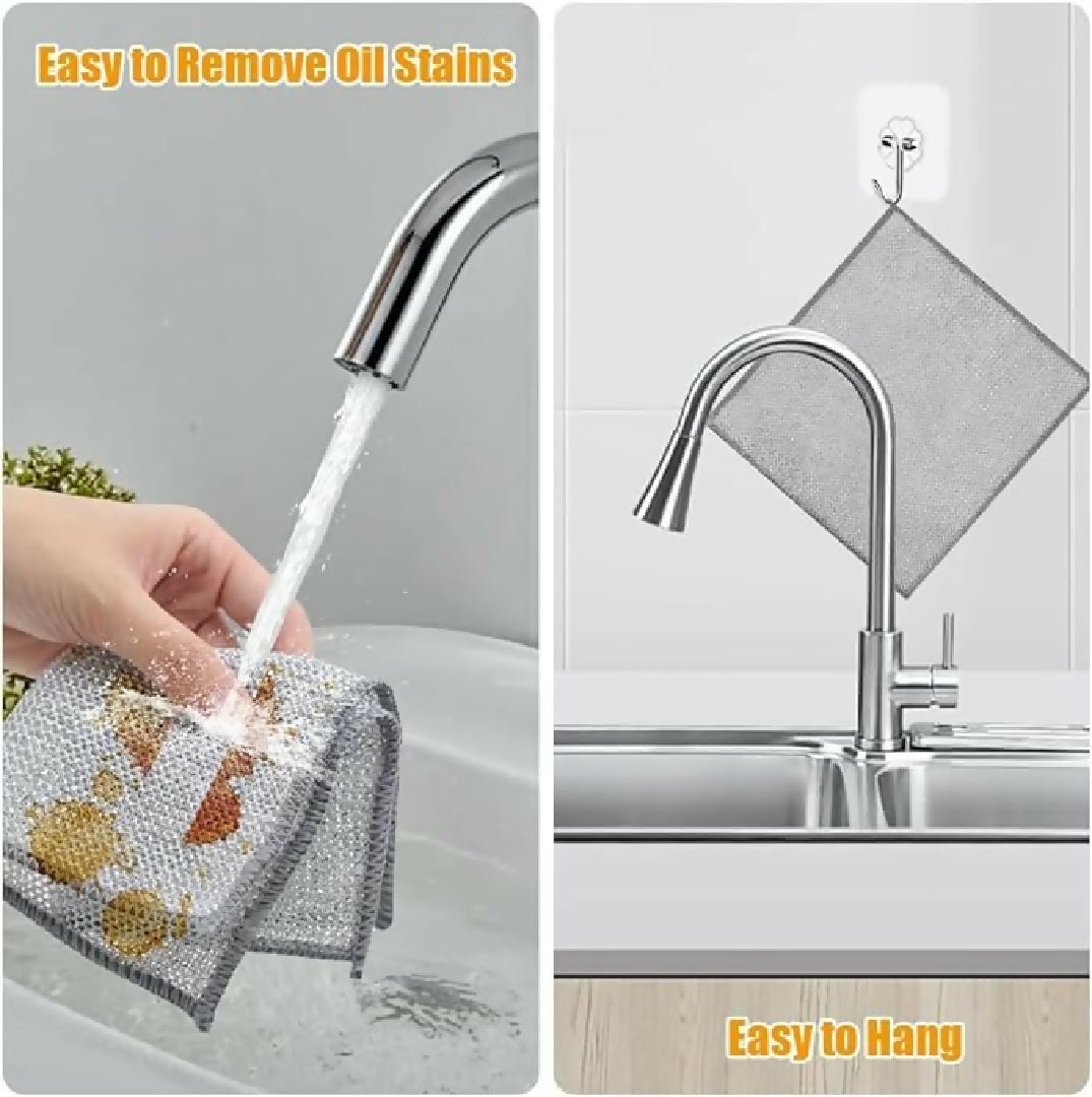 Pack of 10 Dish Washing Cleaning Cloth - Wire Dish Washing Rugs for Kitchen Dishes