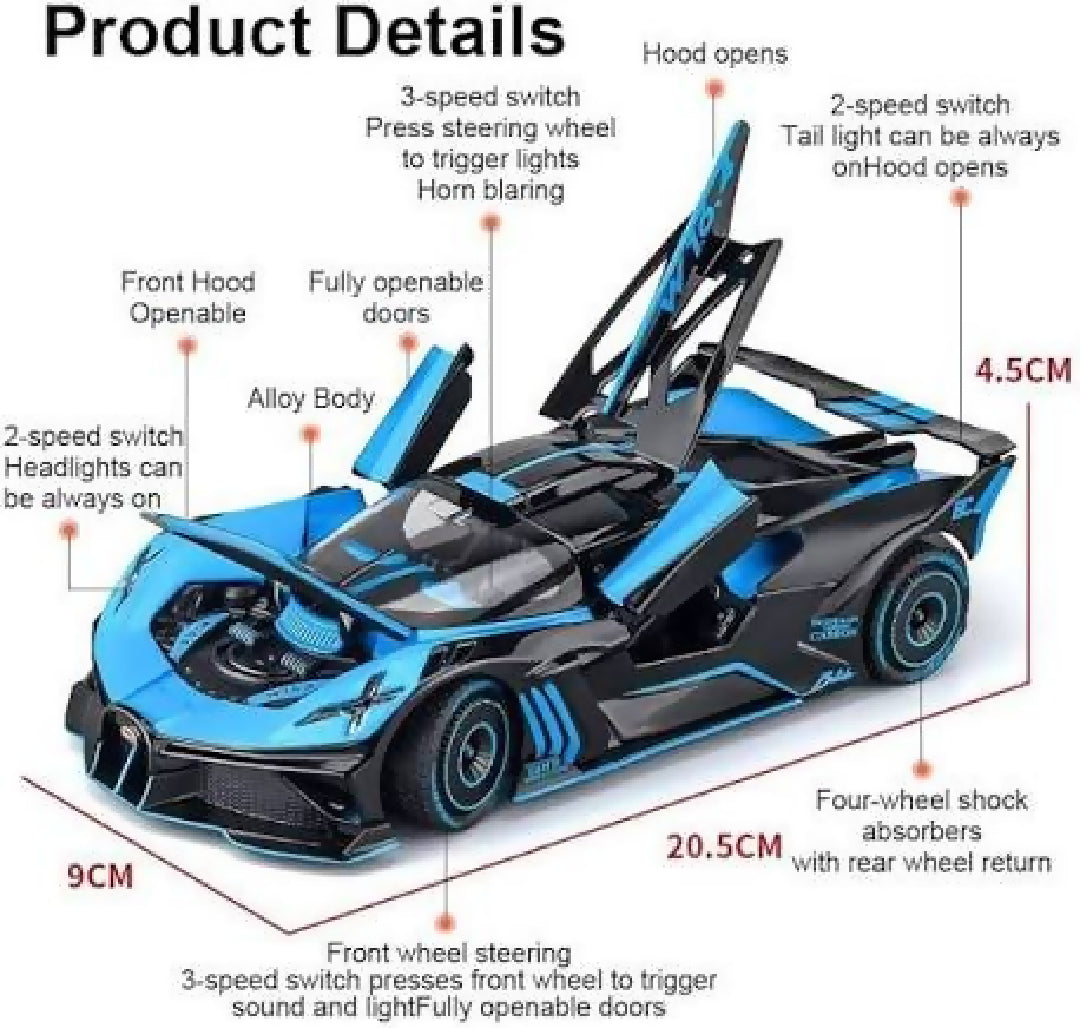 BUGATTI BOLIDE ALLOY DIECAST MODEL detailing and interior