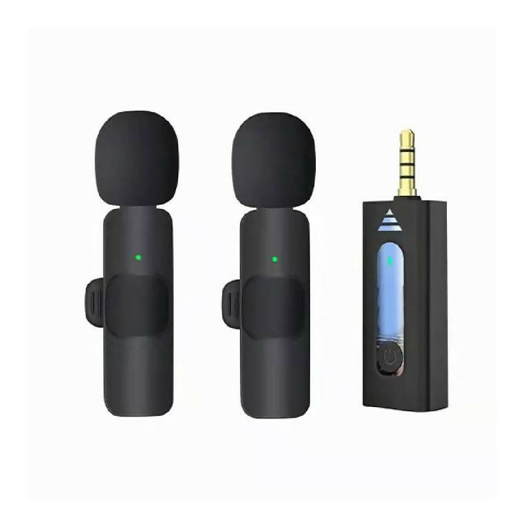 K35 Wireless Single Microphone High Quality 24GHz Lapel Mic Set with 35mm Receiver for Mobile Phones Cameras Speakers Vlogging Double Mic