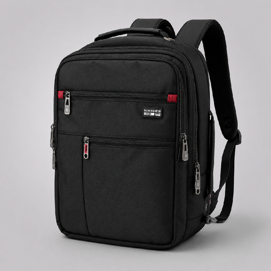 Suissewin Black Multi-Compartment Backpack