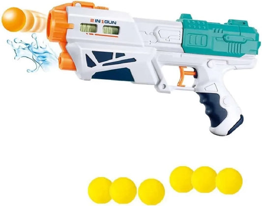 2 in 1 Bowling Water Shooting Gun Magic Blaster Toy Gun with Soft Foam Balls Bullets Bowling Pins Water Spray for Kids