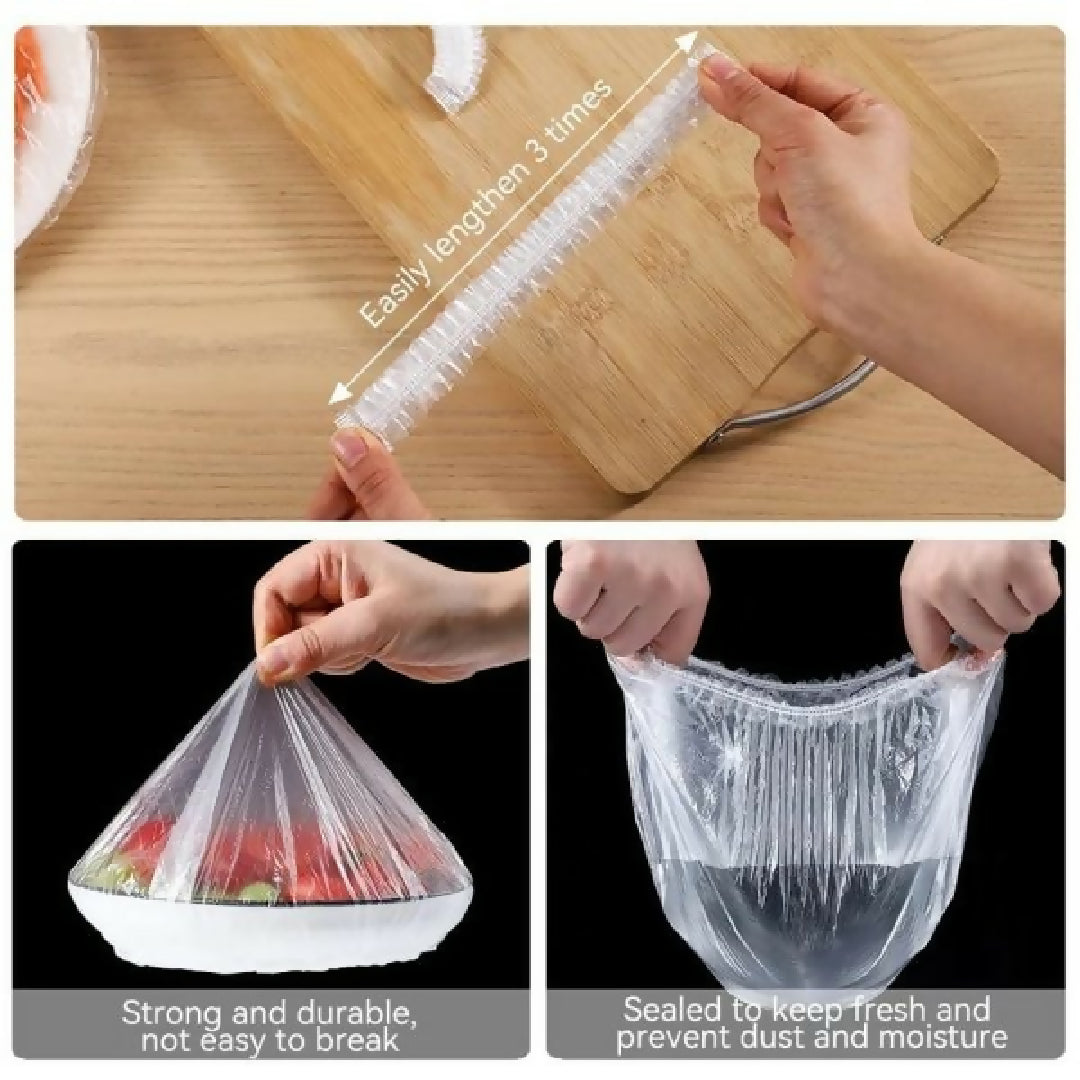 100 Pcs Elastic Food Cover Wrap Reusable Stretch Lids