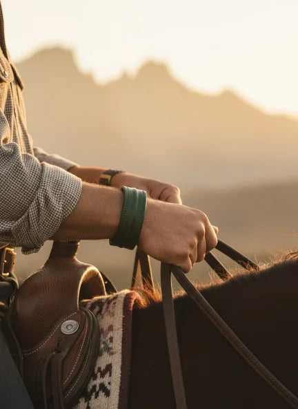 The Grit - Green - Kara Style Leather Bracelet / Leather Cuff