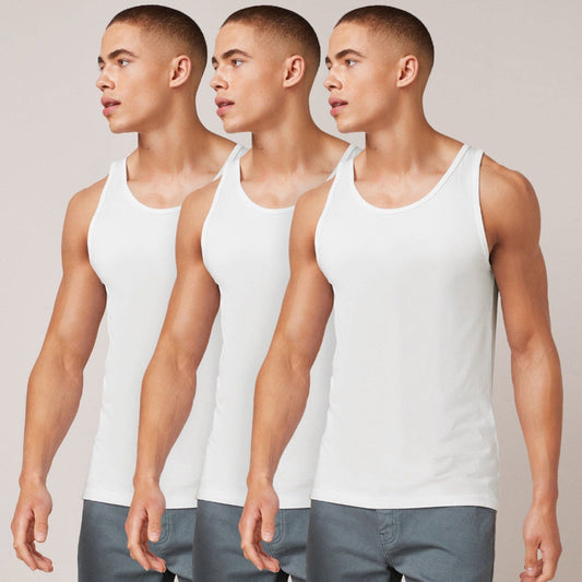 Yorker Men's Vest Sleeve Less 100% Cotton-Pack of 3