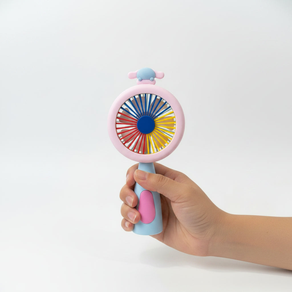 Mini USB Rechargeable Fan with LED Light – Portable Cooling Fan - Random Color
