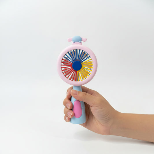 Mini USB Rechargeable Fan with LED Light – Portable Cooling Fan - Random Color