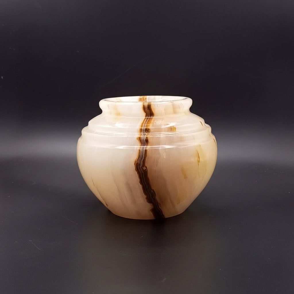 Handcrafted Marble Matki Decor 5.5 x 4.5 Inch