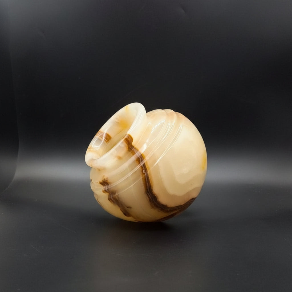 Handcrafted Marble Matki Decor 5.5 x 4.5 Inch