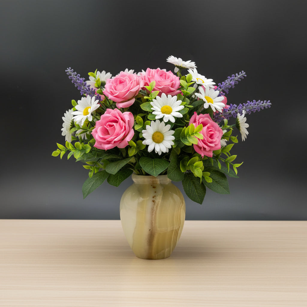 Handcrafted Marble Flower Vase 3 x 4 Inch